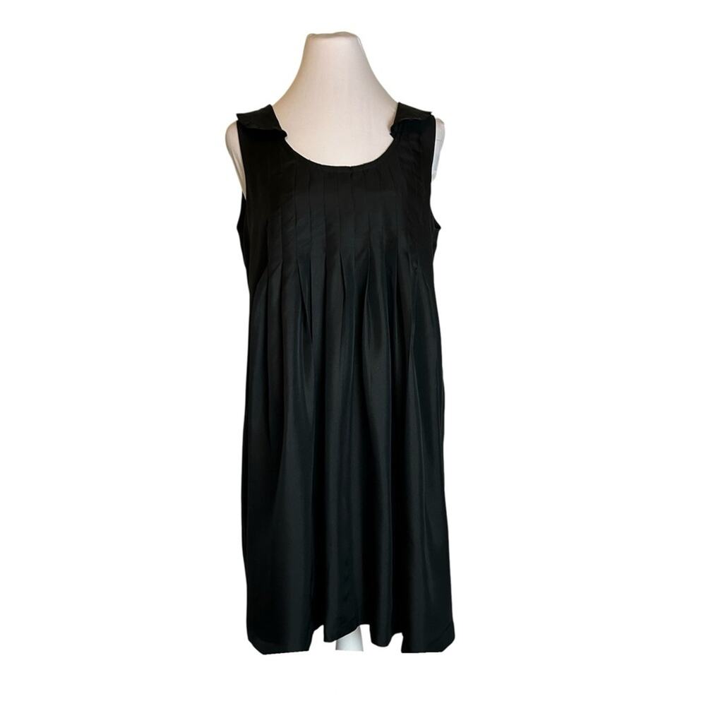 Chelsea & Theodore Black Silk Dress Size 6 Loose Fit Sleeveless Flare Babydoll